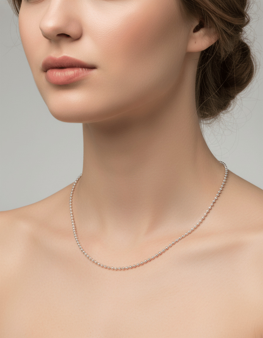 Collana unoaerre lunga con palline in argento 925%-3