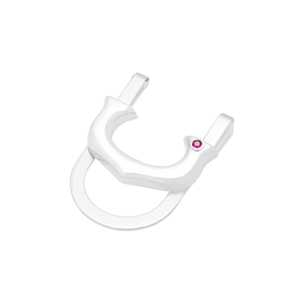 Ferma soldi cartier c in argento e acciaio con rubino-1