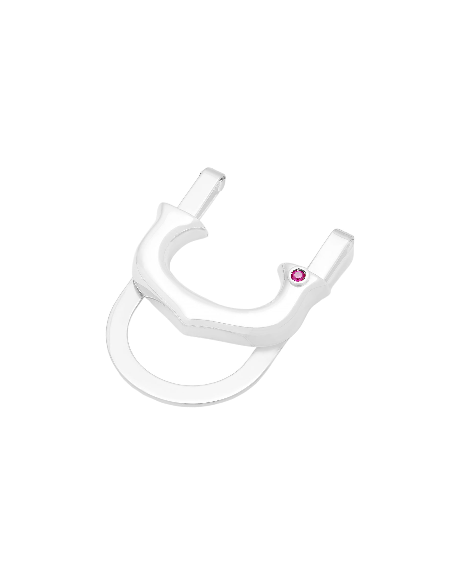 Ferma soldi cartier c in argento e acciaio con rubino-1