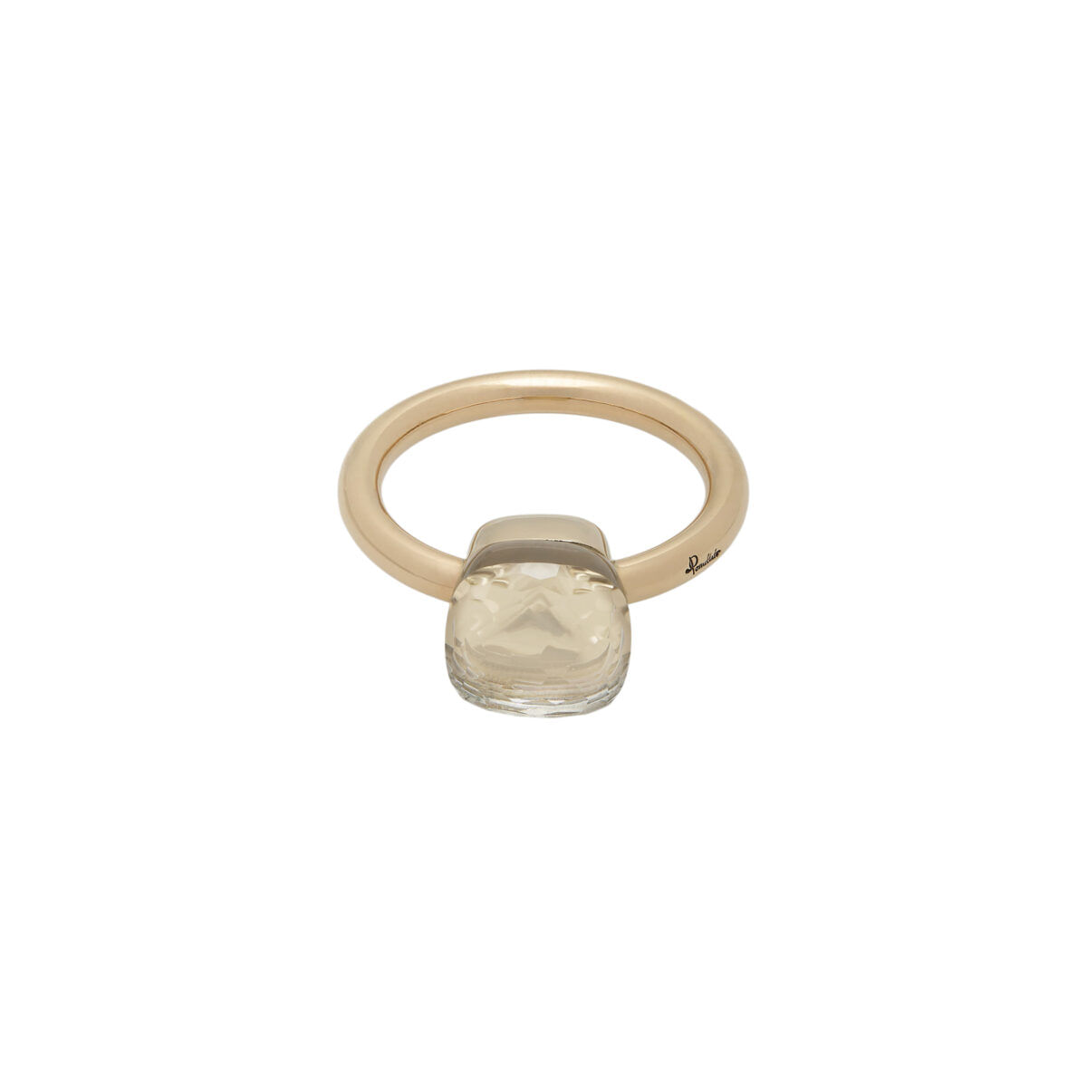 Anello pomellato nudo classic in oro con topazio bianco-1