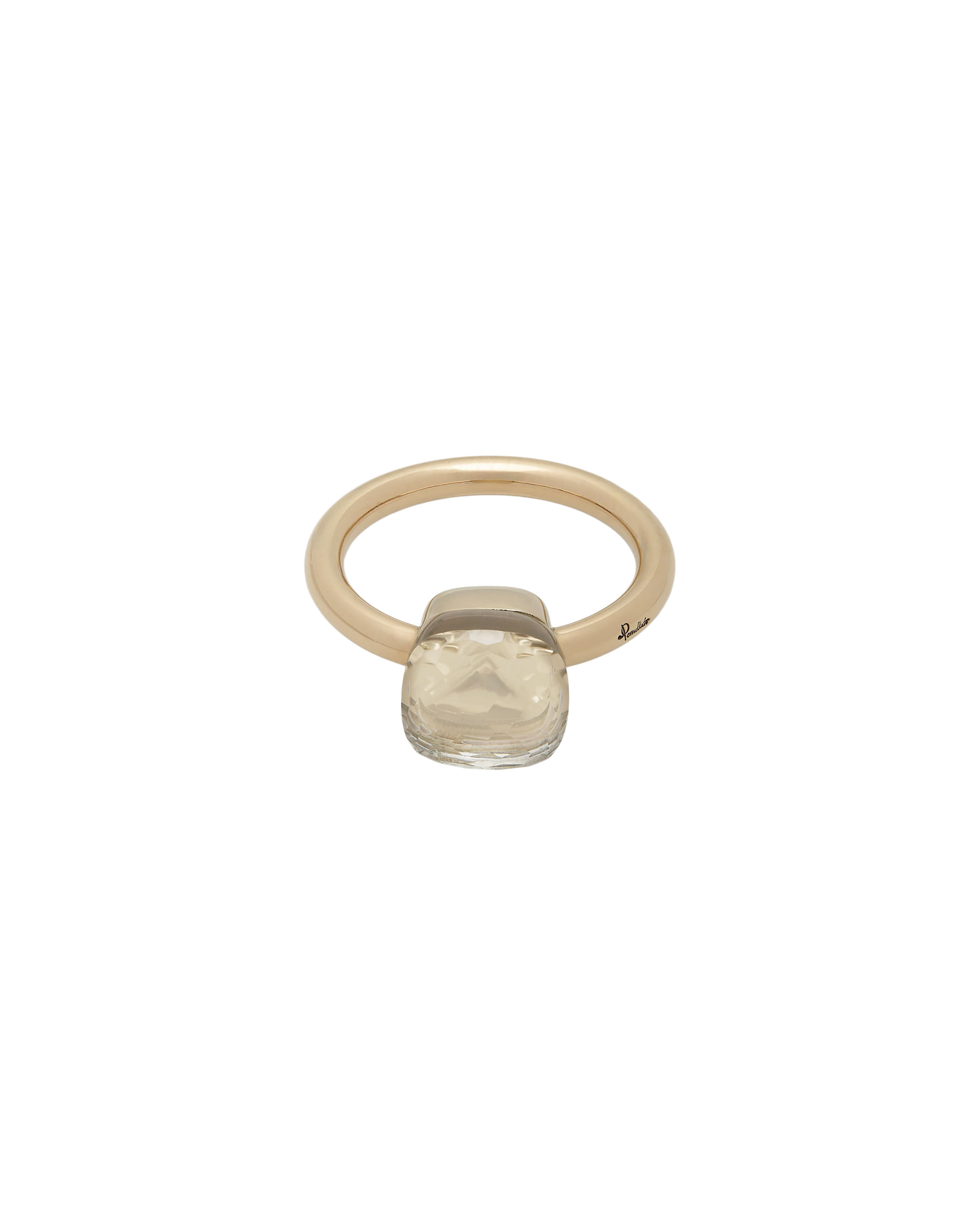 Anello pomellato nudo classic in oro con topazio bianco-1