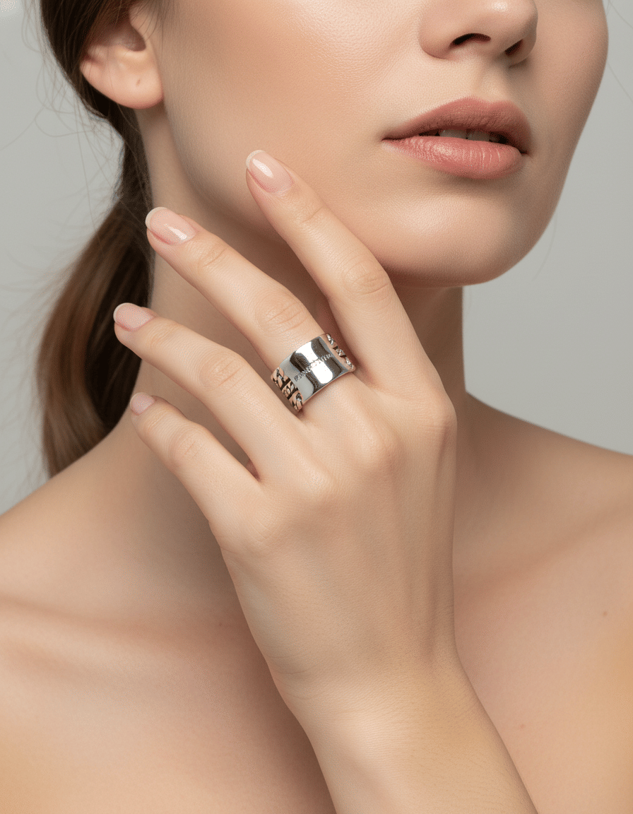 Anello pianegonda multifascia intrecciata in argento-3