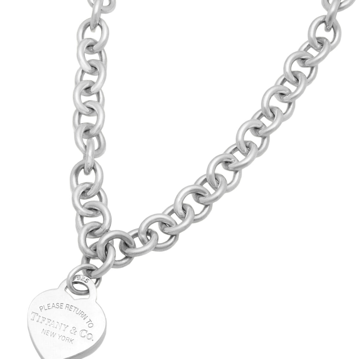 Collana return to tiffany chain link heart tag in argento-1