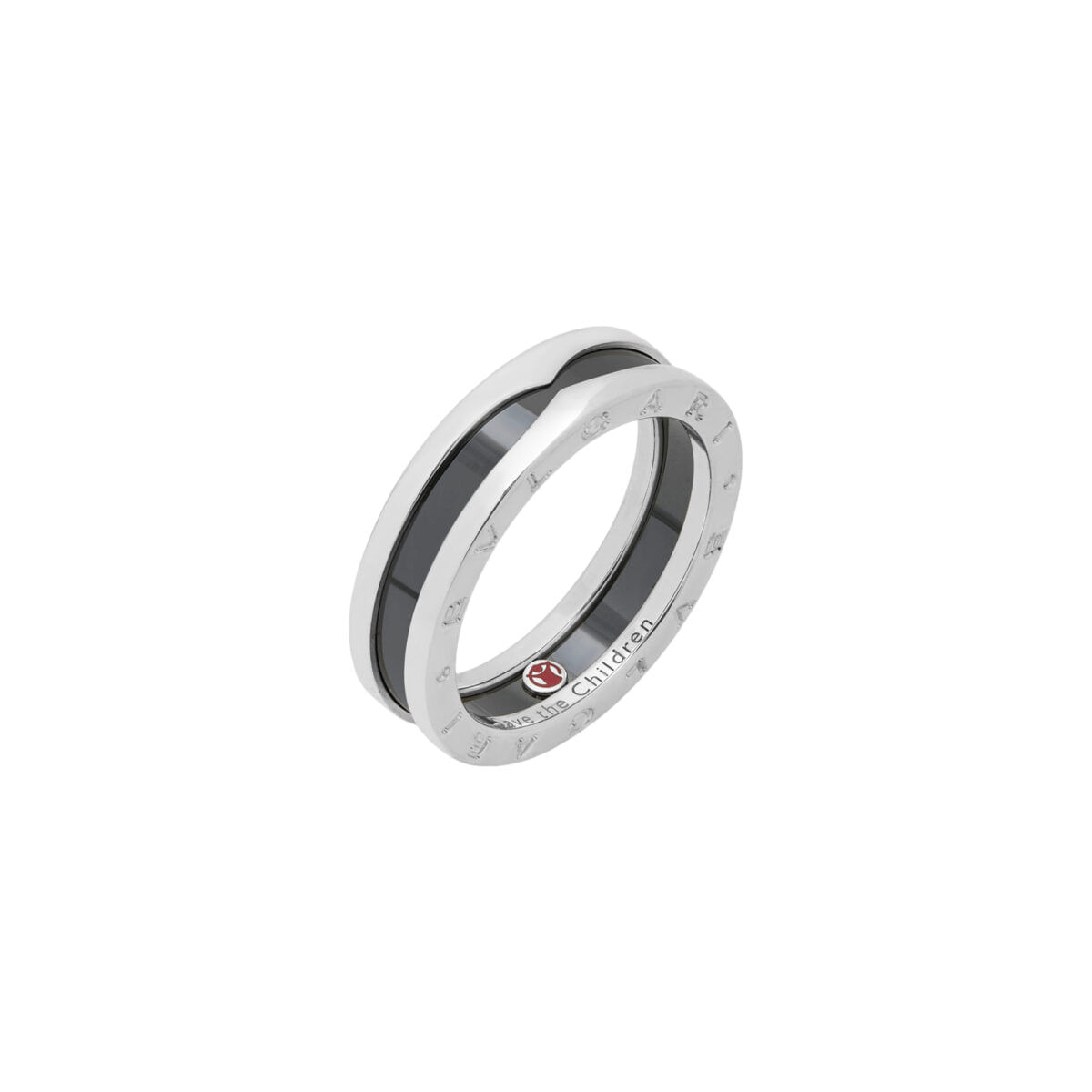 Anello bulgari save the children b.zero argento e ceramica nera-1