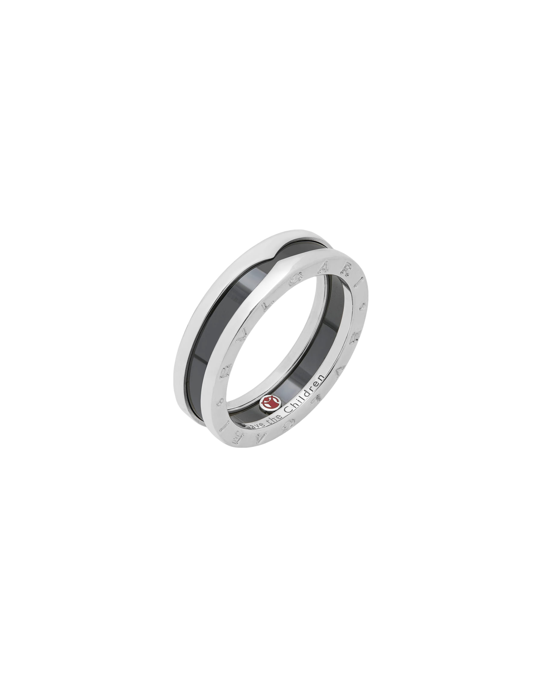 Anello bulgari save the children b.zero argento e ceramica nera-1