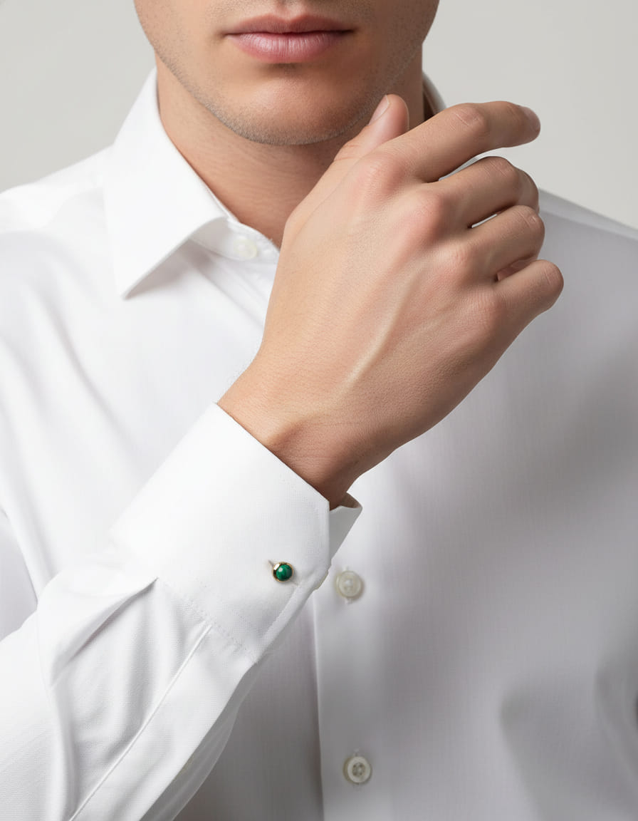 Gemelli cartier 1990 con malachite su base bombè in oro 18 kt-3