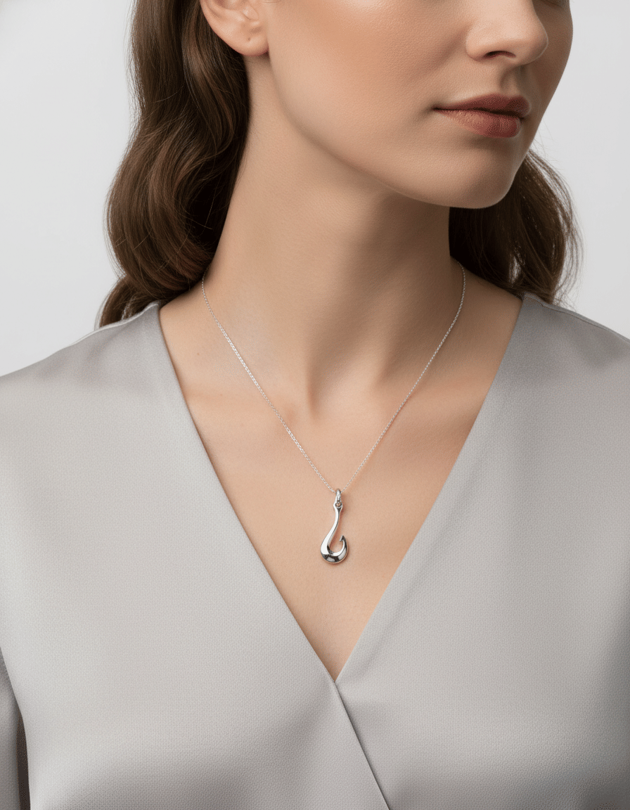 Ciondolo pomellato amo oro bianco 18 kt-3