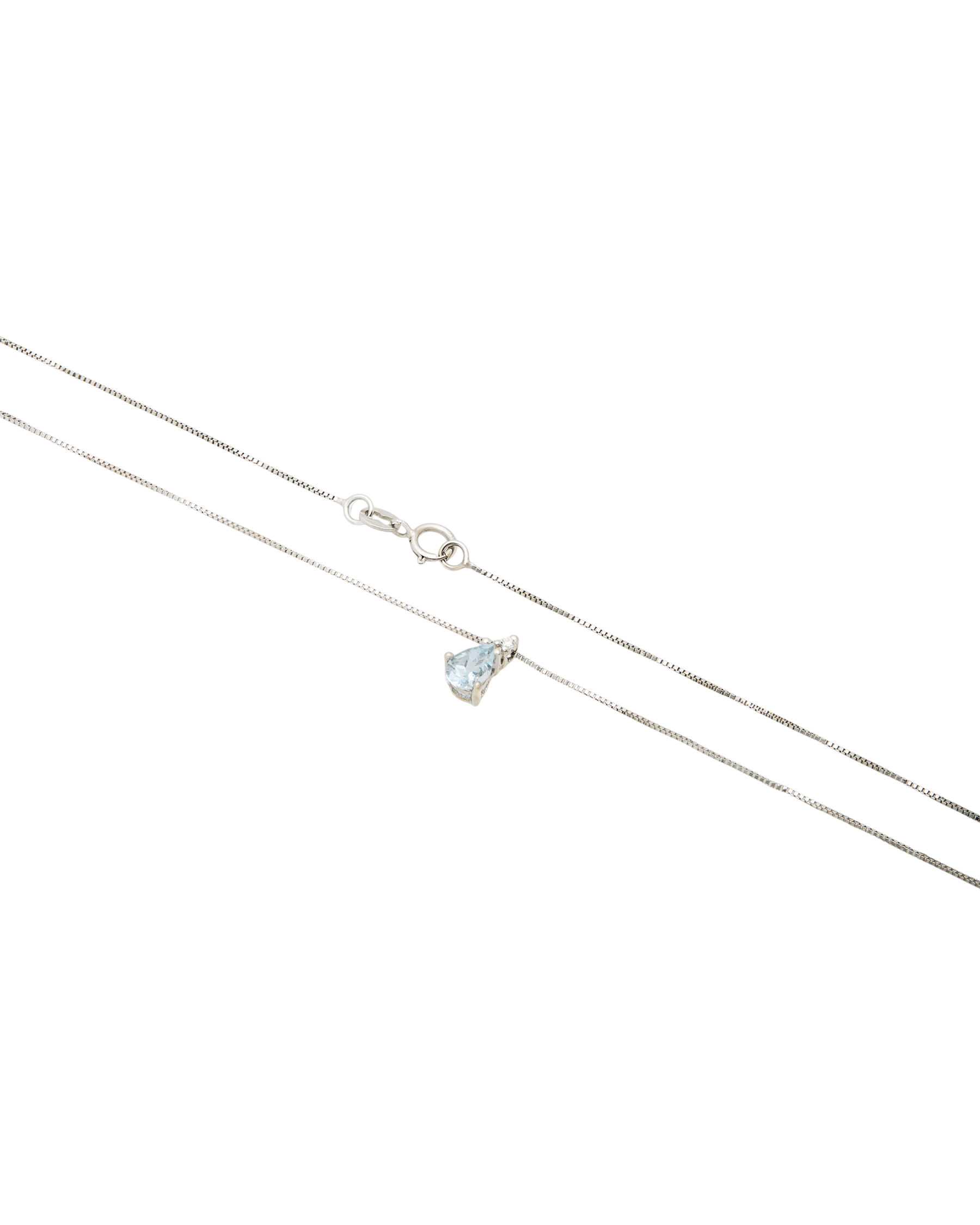 Catenina in oro bianco con ciondolo in acquamarina e diamante-2