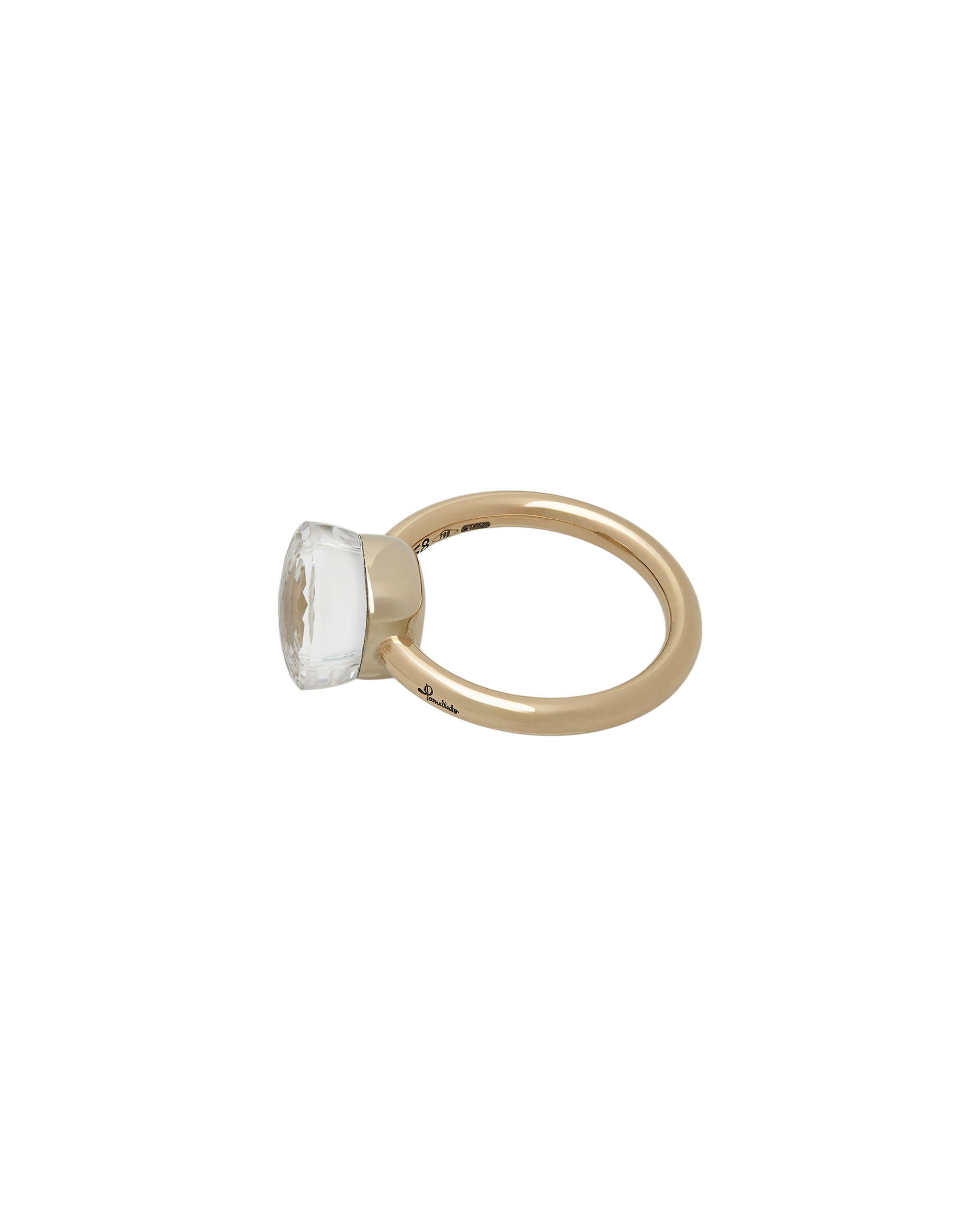 Anello pomellato nudo classic in oro con topazio bianco-2