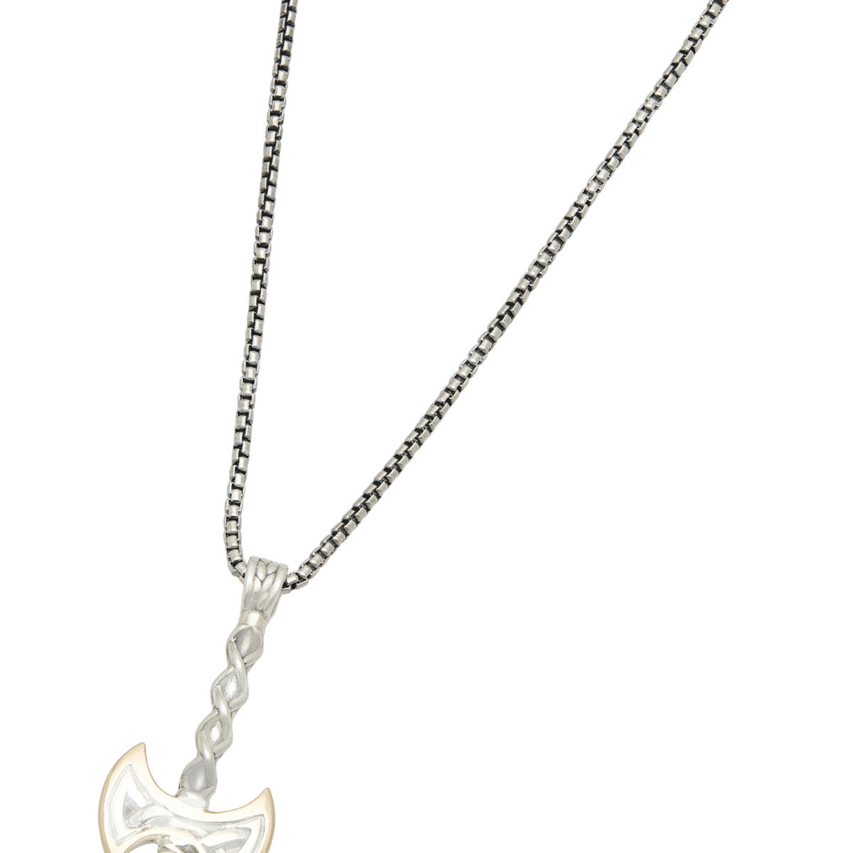 Collana keith jack con ciondolo a forma di ascia in oro e argento-1