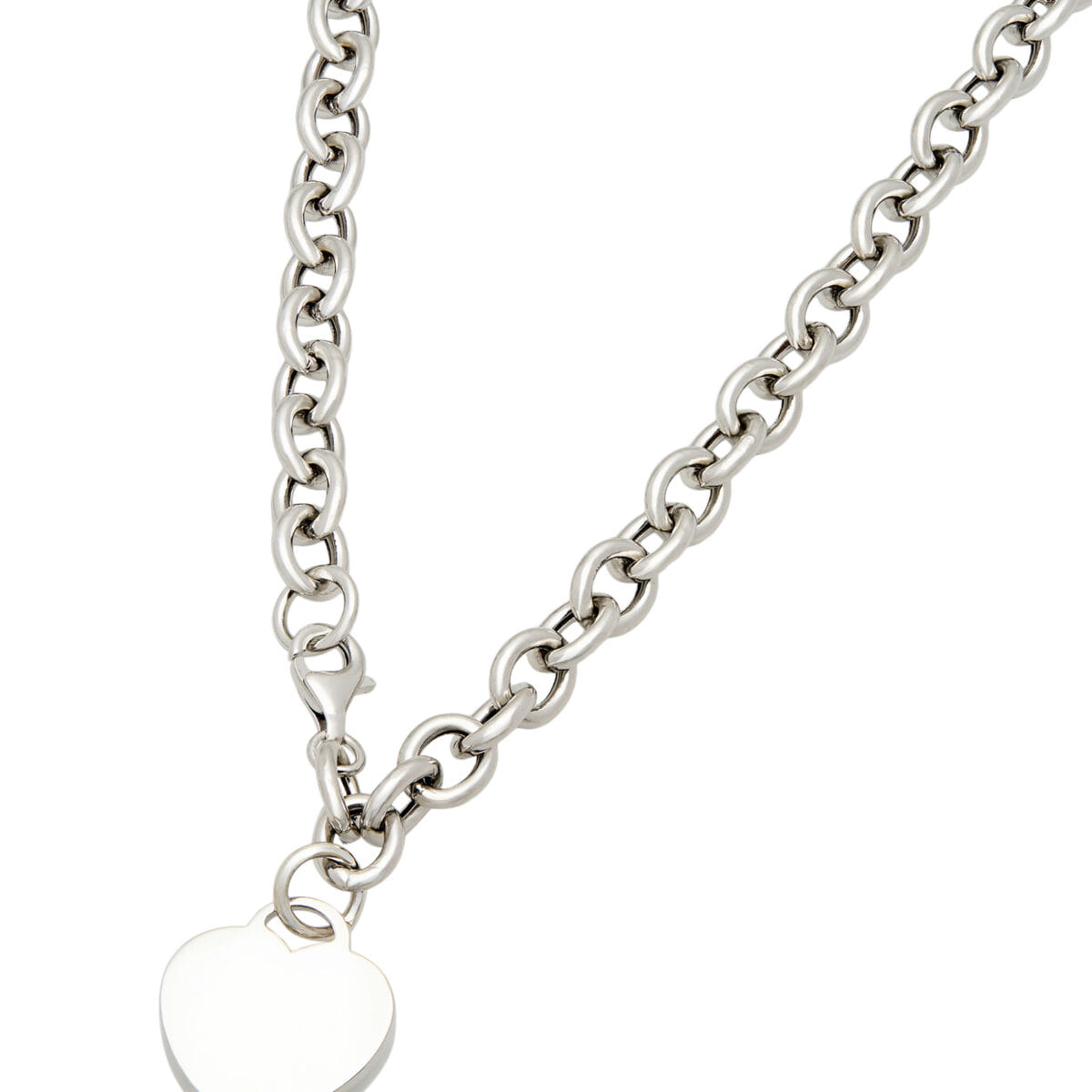 Collana in argento con maglia rolò grande e ciondolo cuore-1