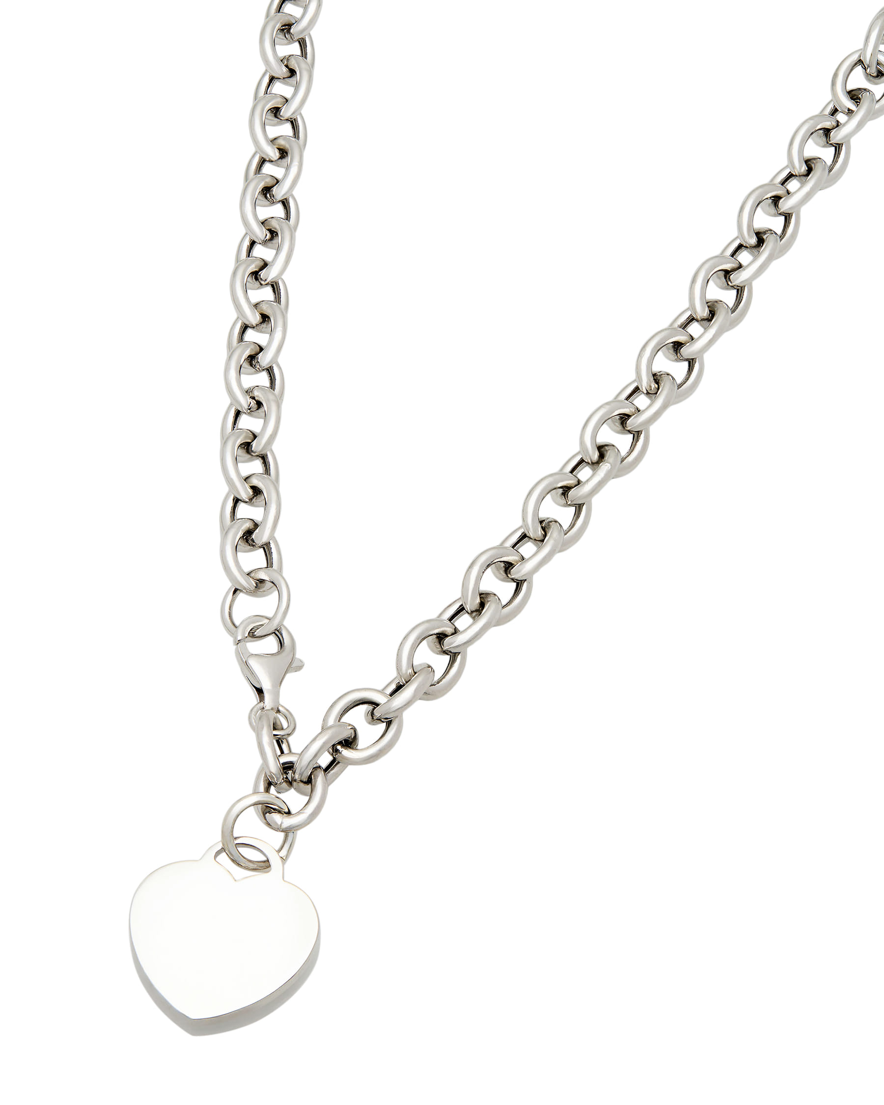 Collana in argento con maglia rolò grande e ciondolo cuore-1