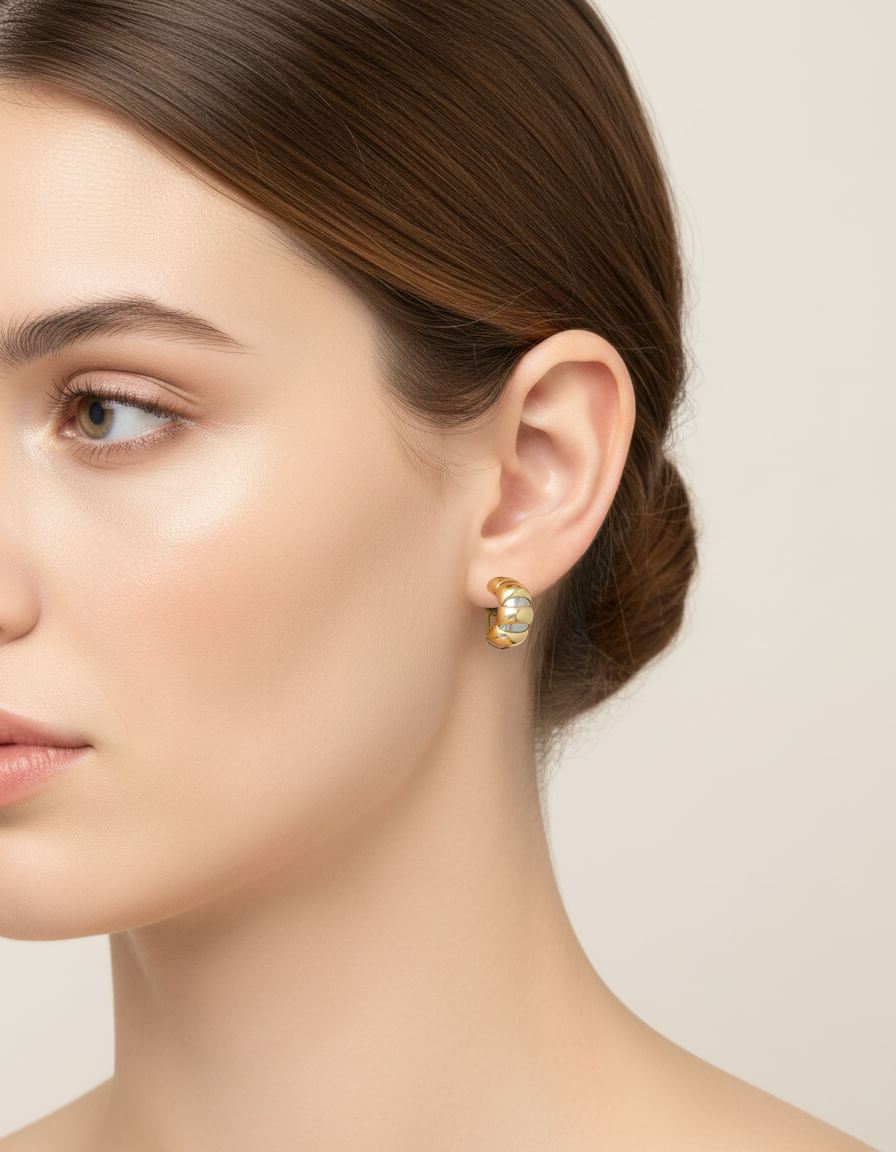 Orecchini bulgari tubogas vintage in acciaio e oro 18 kt-3