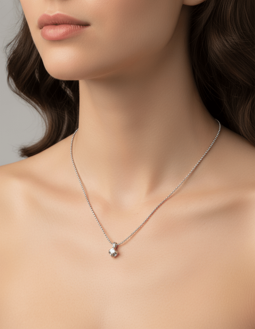 Catenina a palline con ciondolo puntoluce e diamante 0,06 ct-3