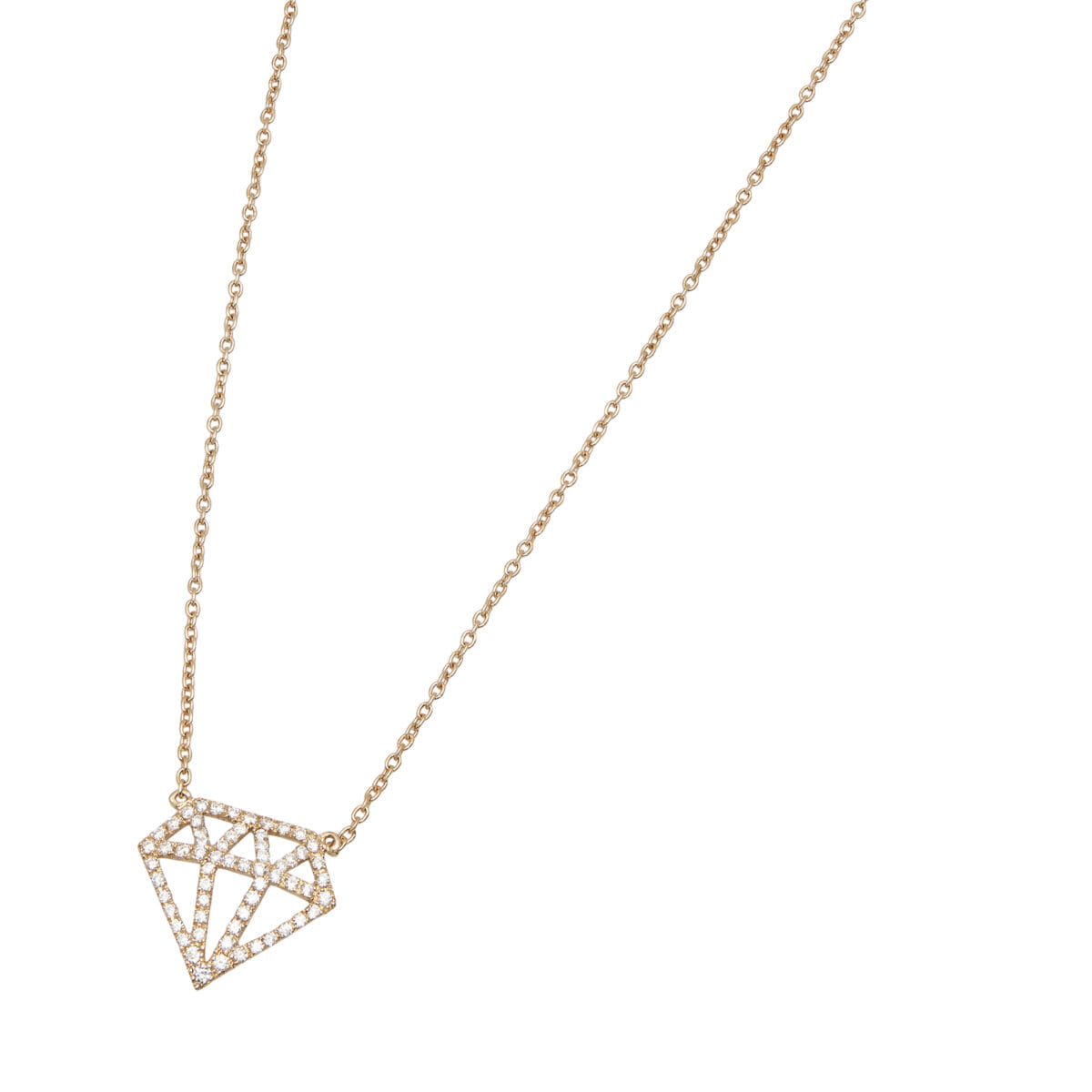 Collana in oro rosa con ciondolo forma diamante in diamanti-1