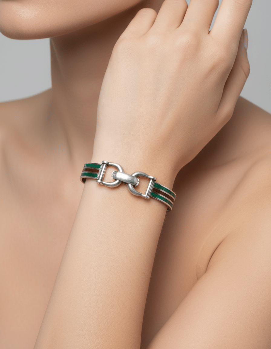 Bracciale argento vintage style gucci con smalti-3