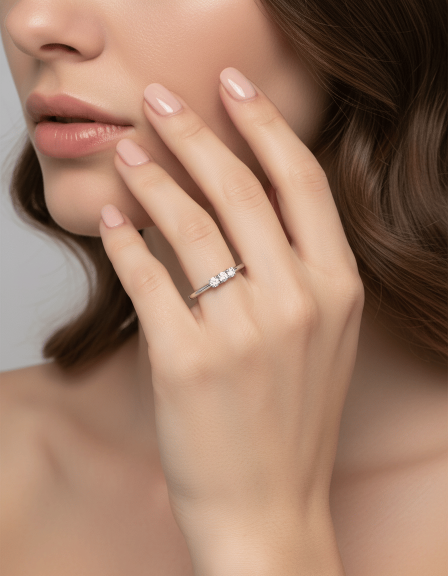 Anello trilogy cuori recarlo in oro bianco con diamanti 0,18 ct-4