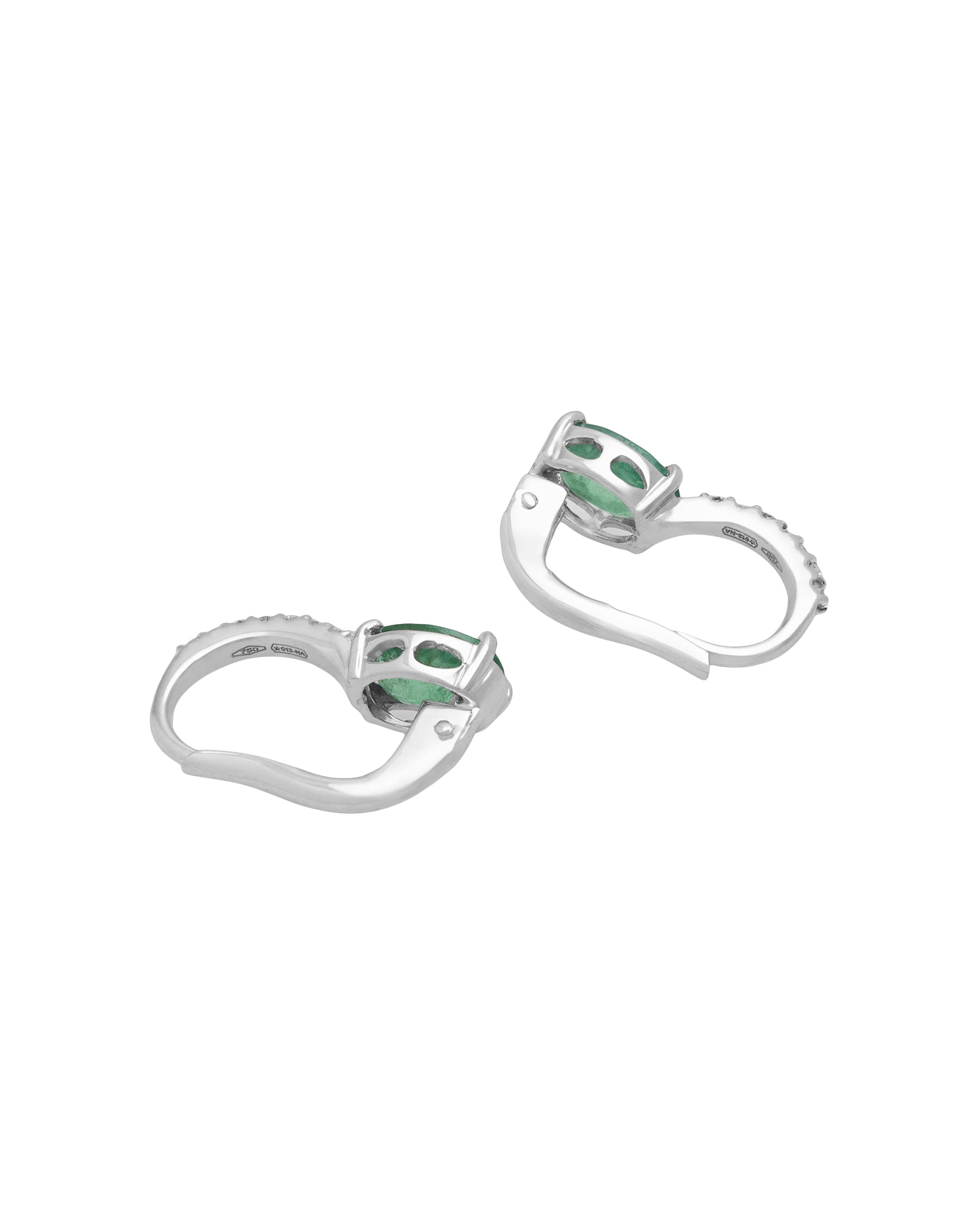 Orecchini a clip in oro bianco con smeraldi e diamanti-2