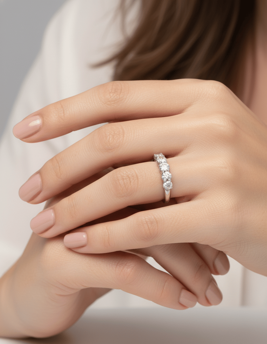 Anello veretta in oro bianco e diamanti 1 ct tot-4