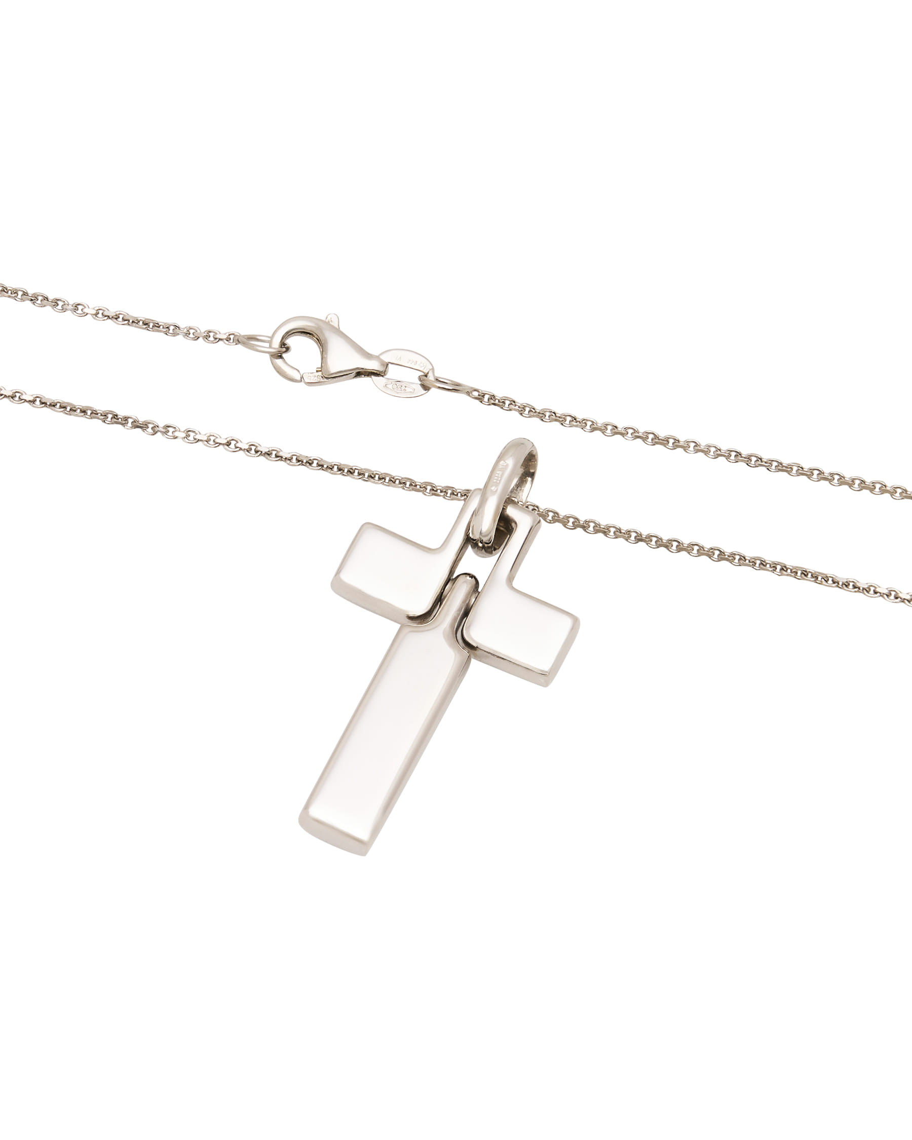 Catenina con ciondolo croce modulare barakà in oro bianco-2