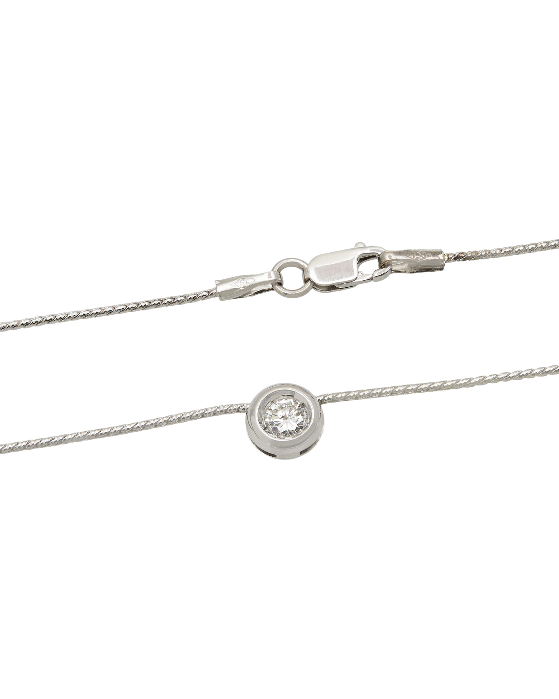 Collana punto luce cipollino in oro bianco e diamante 0,25ct-2