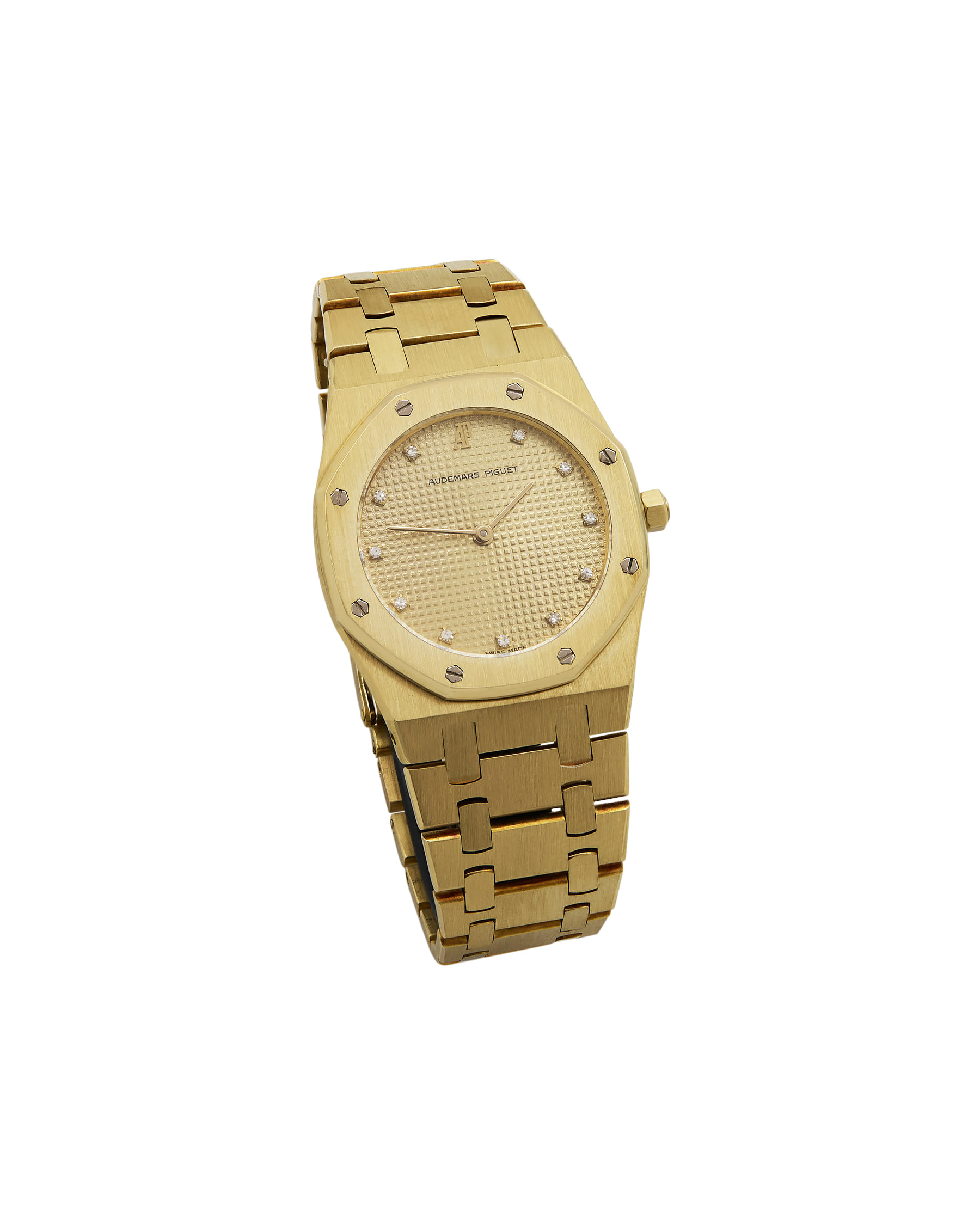 Audemars piguet royal oak 56303ba diamond champagne dial 18k yellow gold watch-1