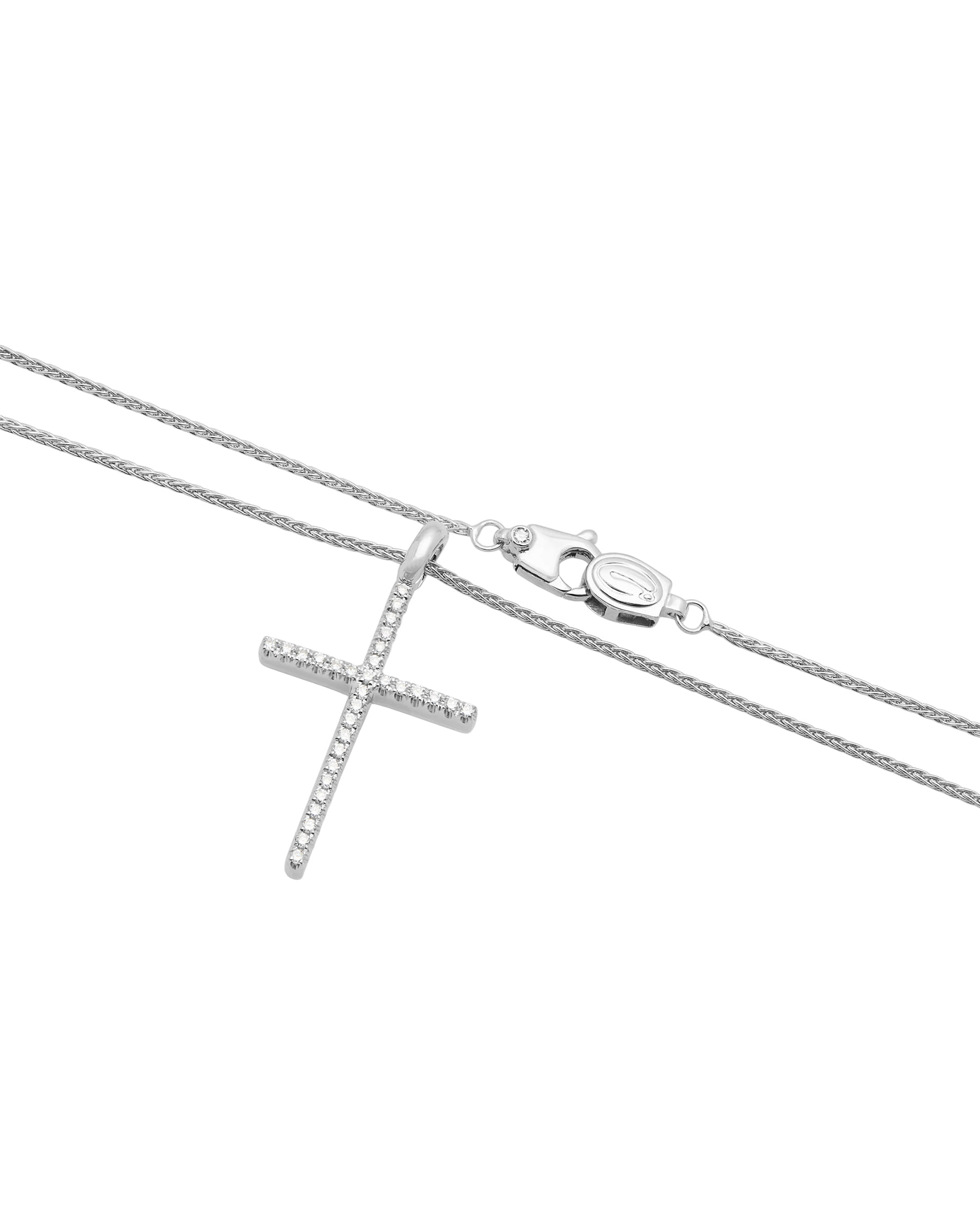 Catenina damiani con ciondolo croce e diamanti in oro bianco-2