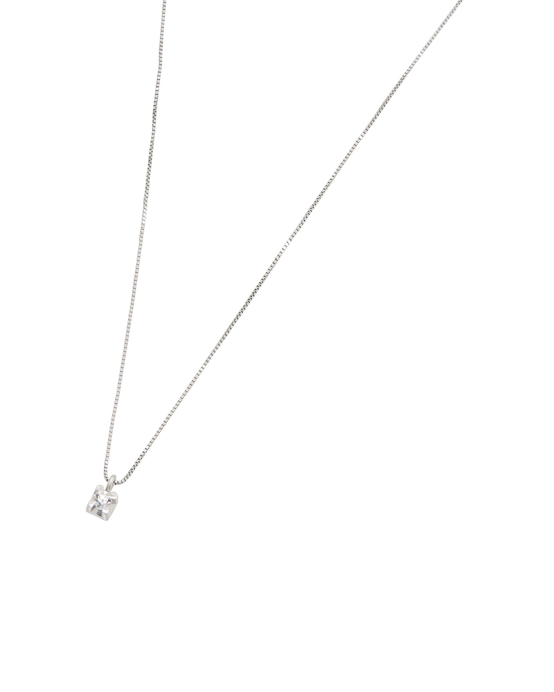 Catenina punto luce in oro bianco con castone tornito a rombo e diamante 0,03 ct-1