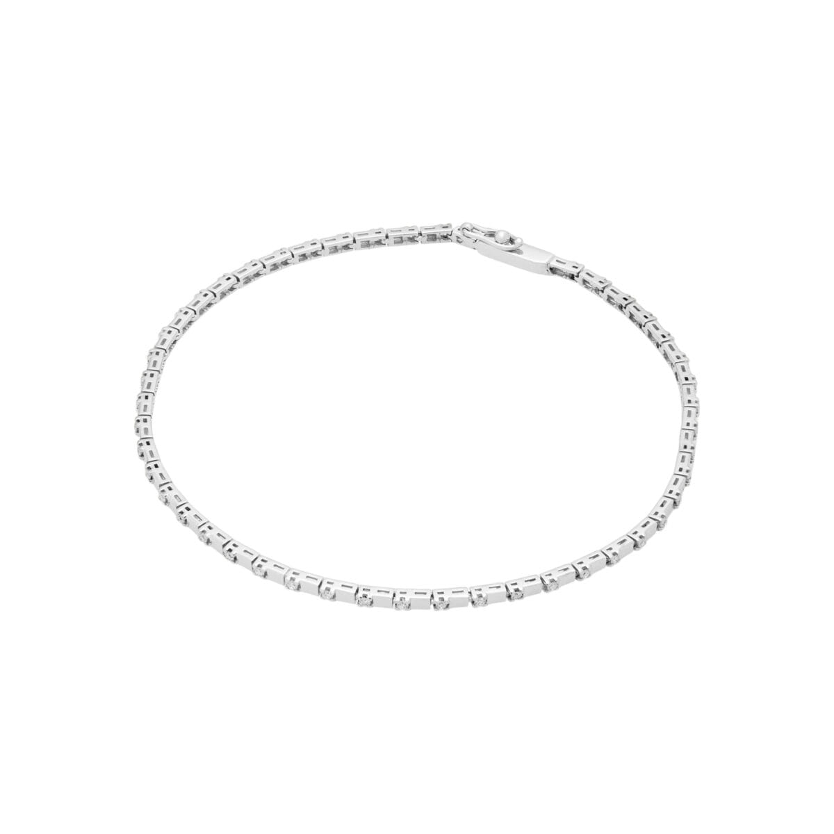 Bracciale chimento con piastrine in oro bianco e diamanti-1