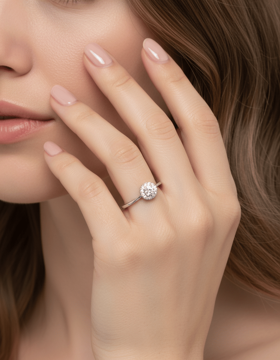 Anello oro bianco con doppio cerchio pave’ di diamanti-4