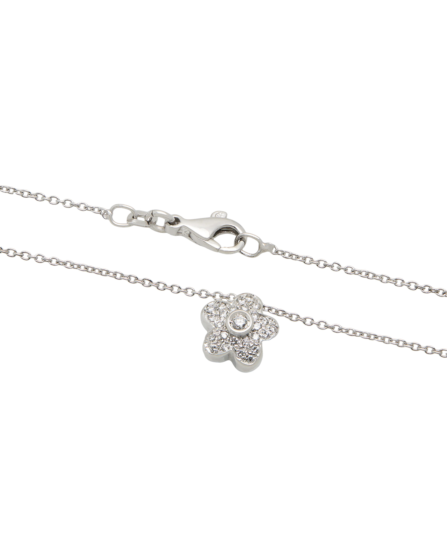 Collana con ciondolo fiore e diamanti in oro bianco 18 kt-2