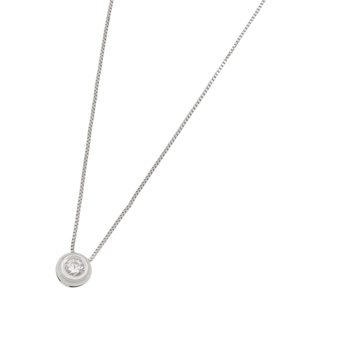Catenina punto luce in oro bianco con castone cipollino e diamante 0,20ct-1