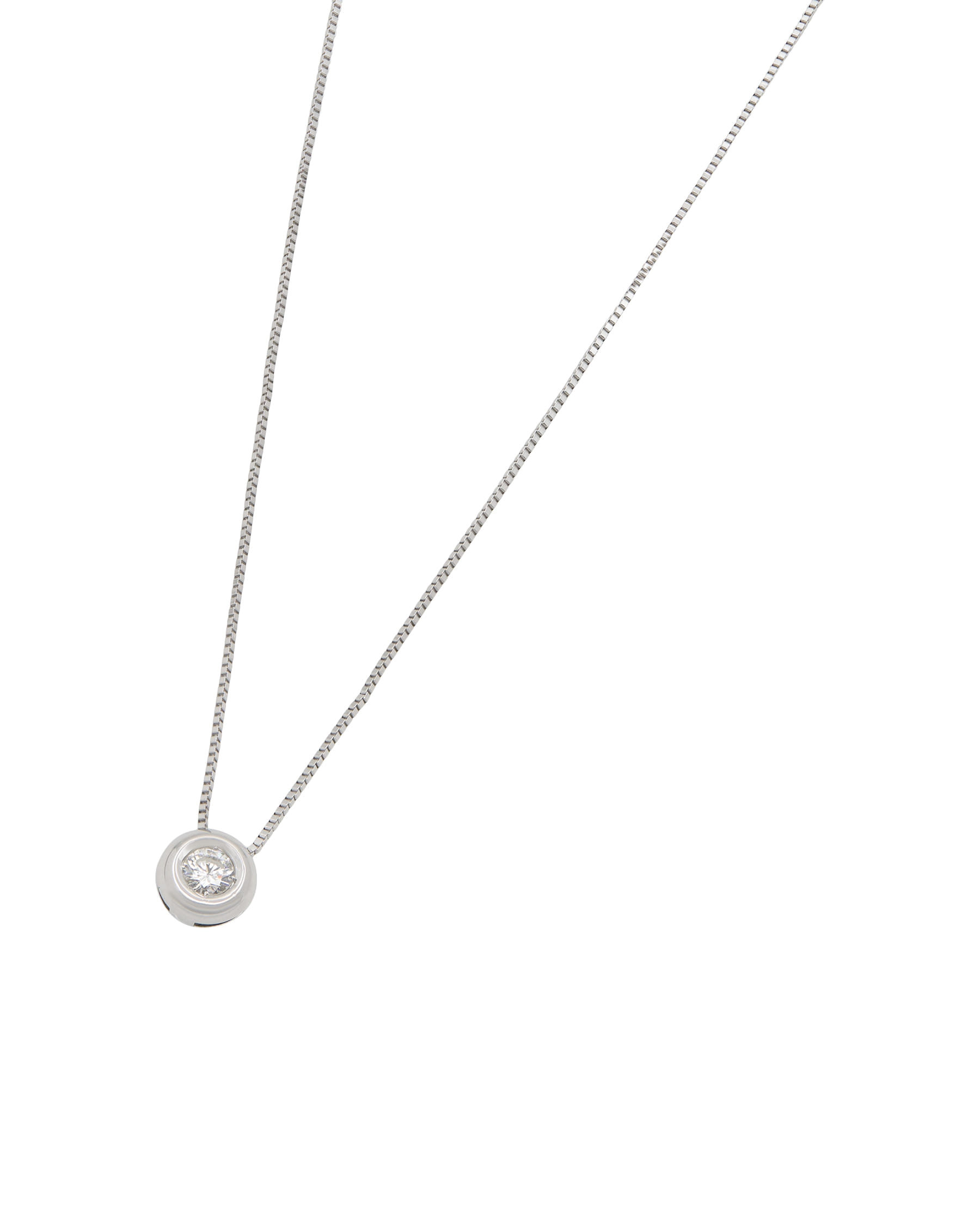 Catenina punto luce in oro bianco con castone cipollino e diamante 0,20ct-1