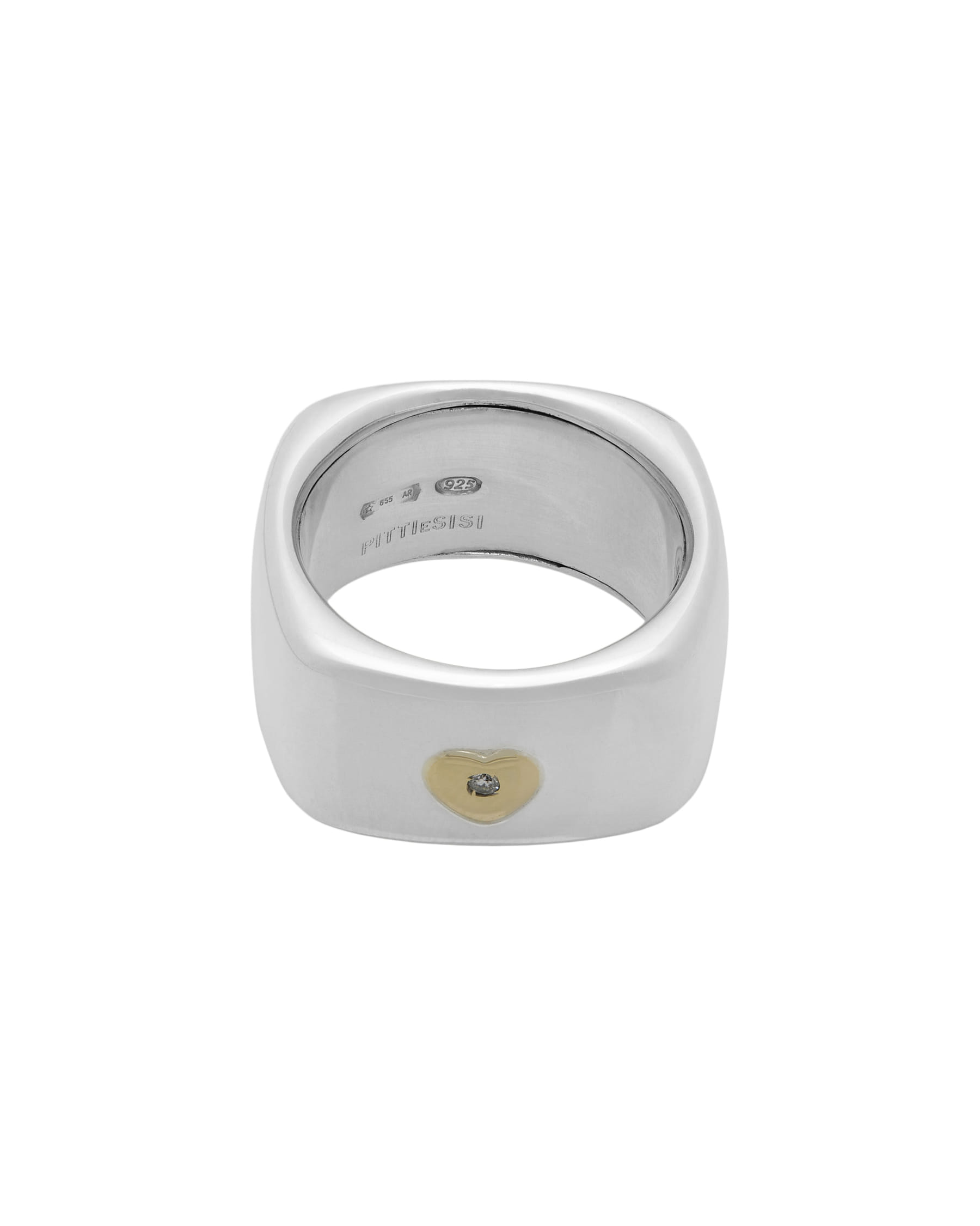 Anello fascia pitti e sisi in argento con cuore in oro e zircone-2
