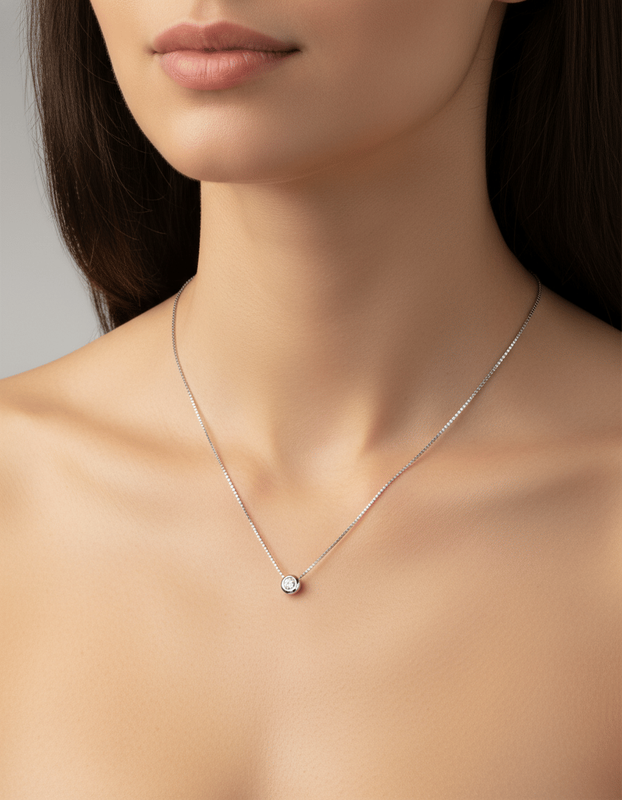 Collana punto luce a cipollino in oro bianco e diamante 0,15ct-3