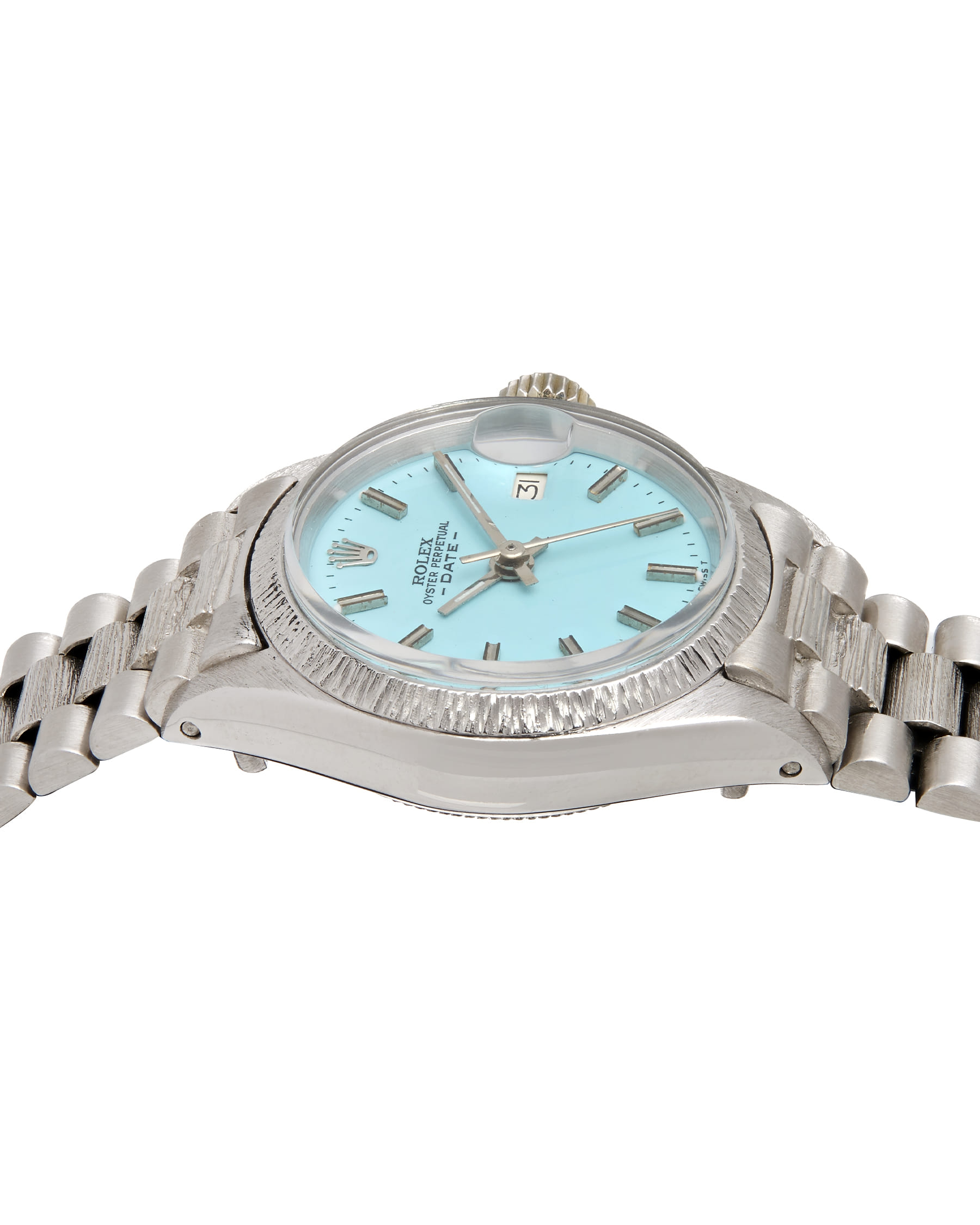 Rolex date lady president rare white gold corteccia 18kt ref 6927-3