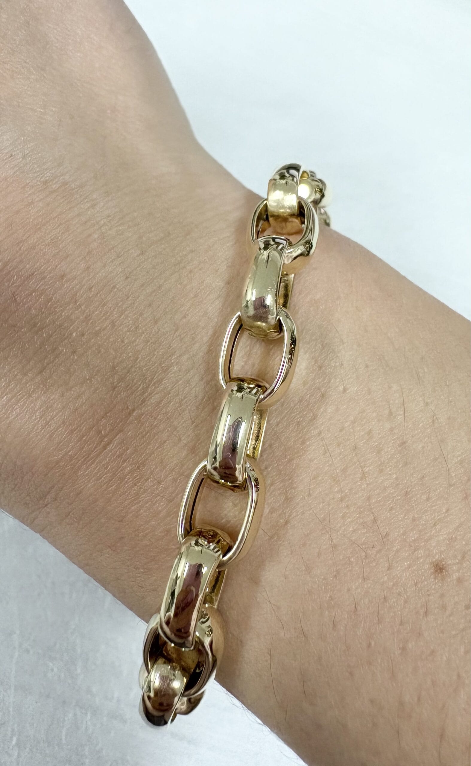 Bracciale in oro giallo con maglia ovale grande-3