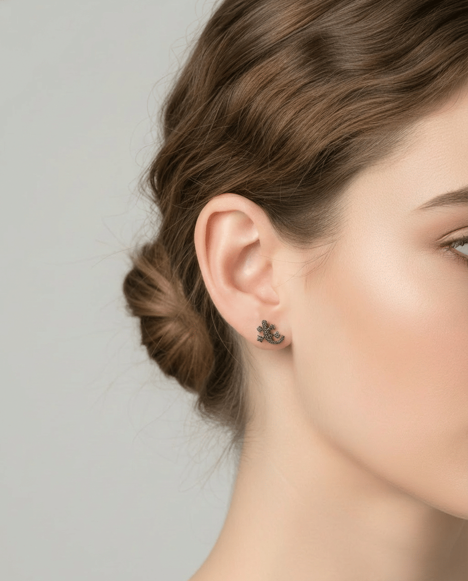 Orecchini petrelli geco con diamanti brown in oro bianco 18 kt brunito-3