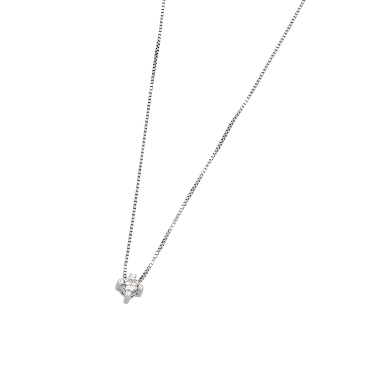 Catenina puntoluce in oro bianco con diamante 0,10 ct-1