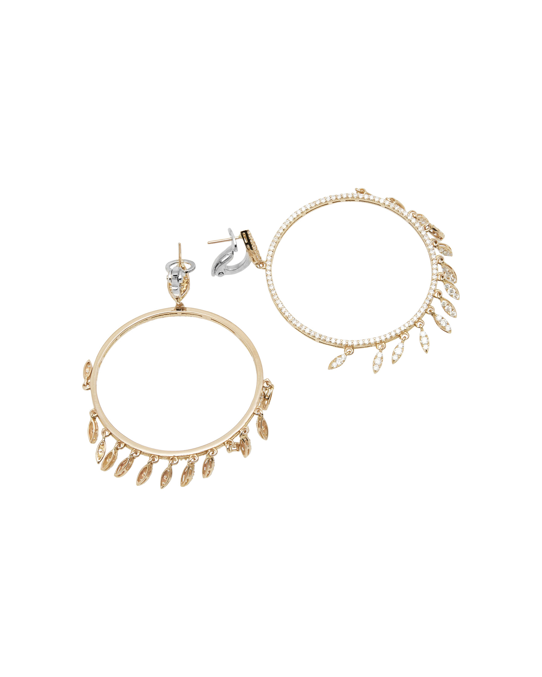 Orecchini cerchio con pendenti in oro rosa e diamanti-2