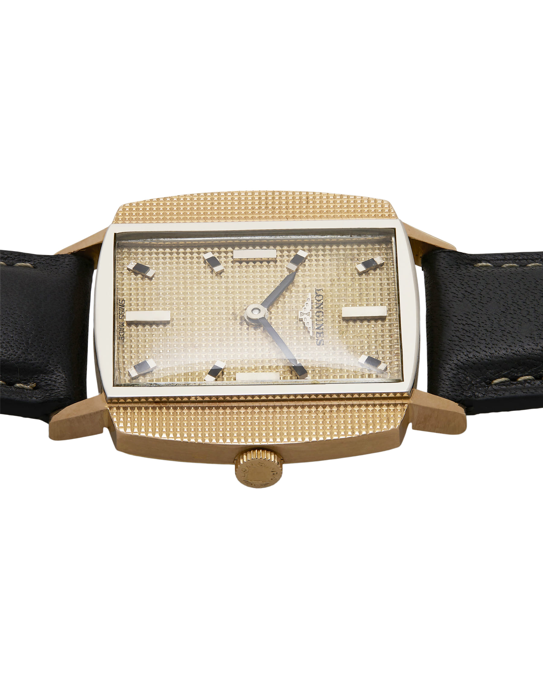 Longines vintage tank dress flat square hobnail dial-4