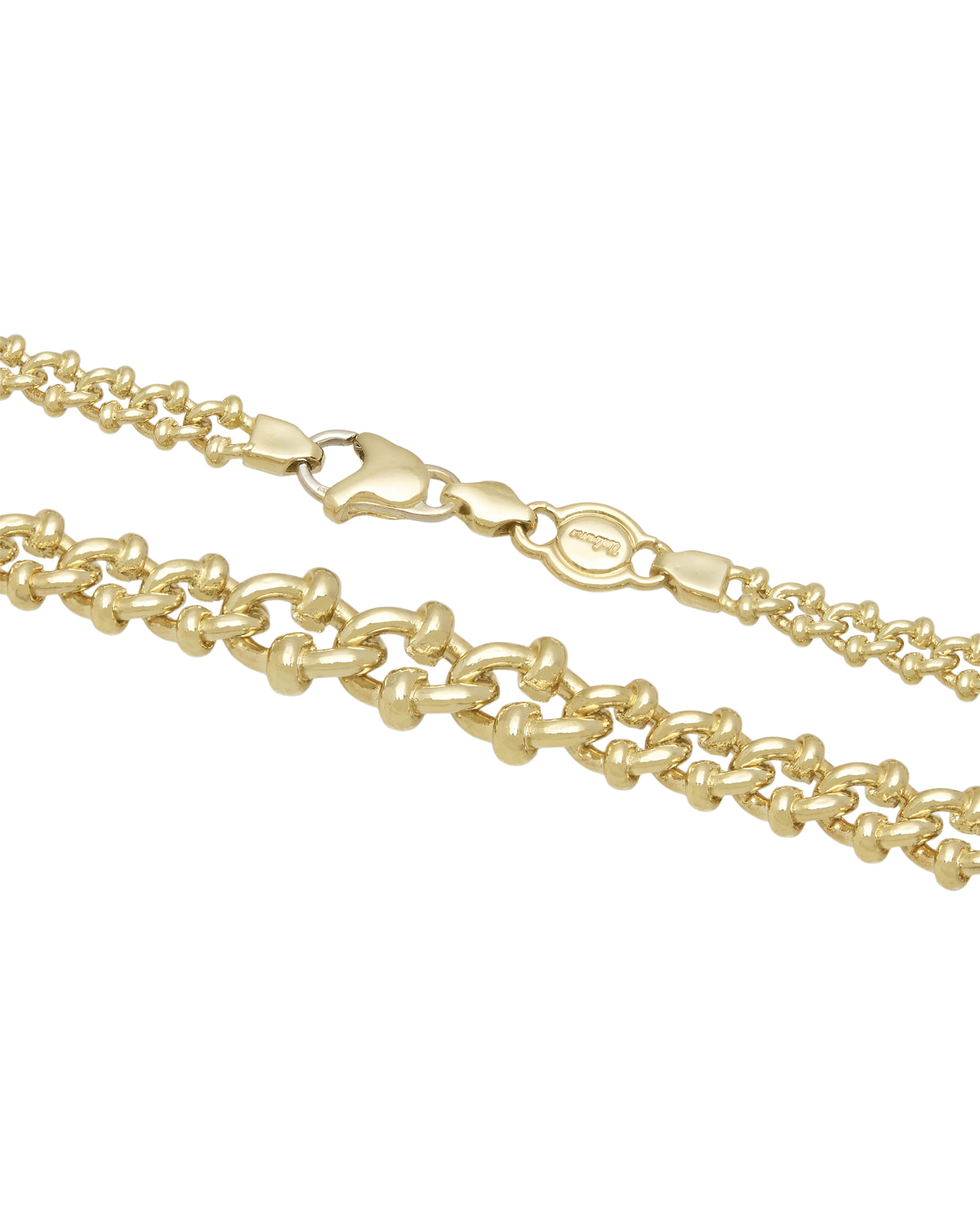 Collana urbano a maglie degrade con anelli decorativi in oro giallo e bianco-2