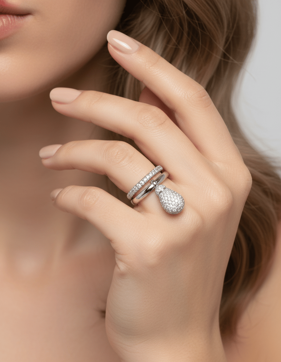 Anello chantecler capri joyful in oro bianco con pavè di diamanti-3