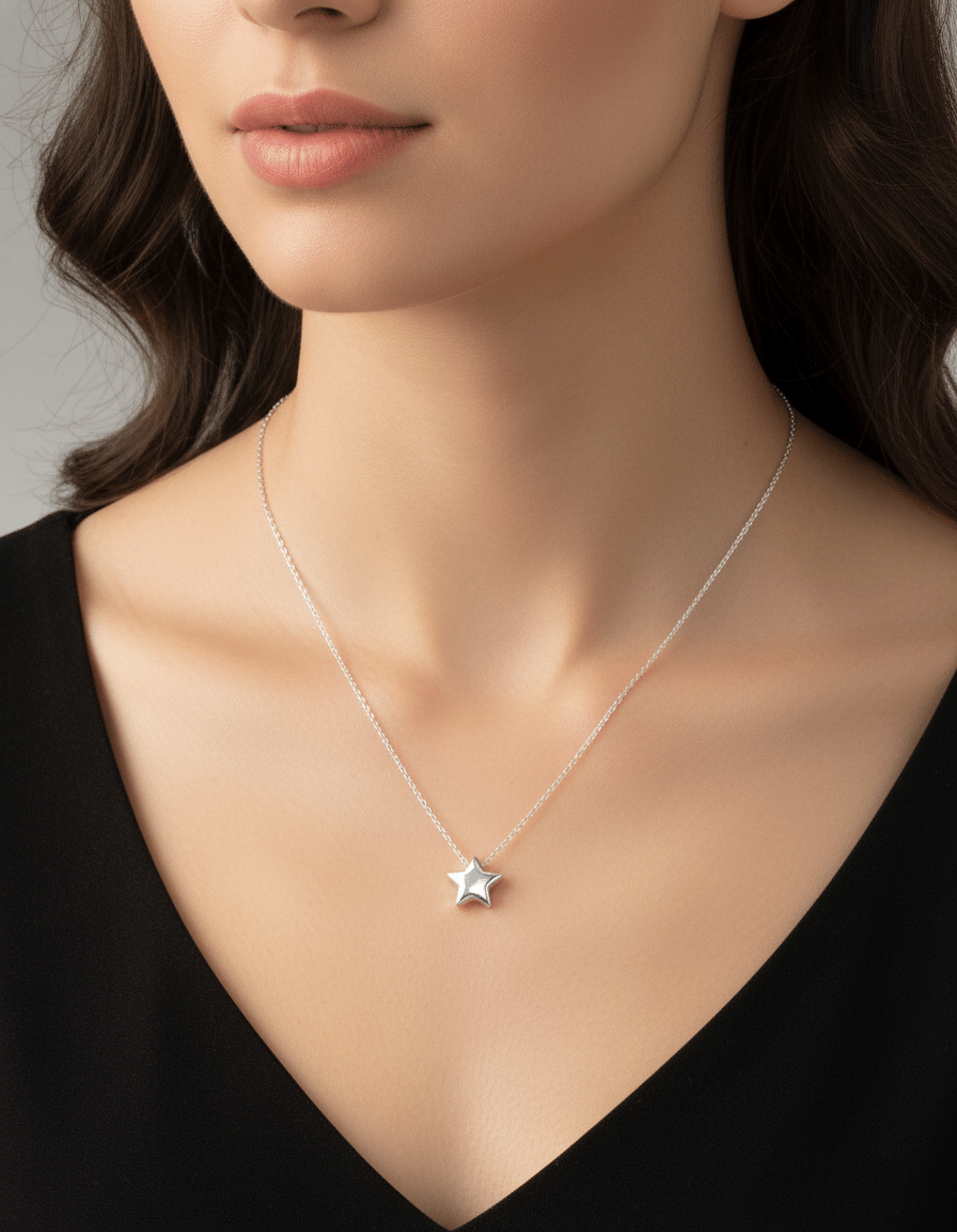 Catenina in oro bianco 18 kt e ciondolo stella-3