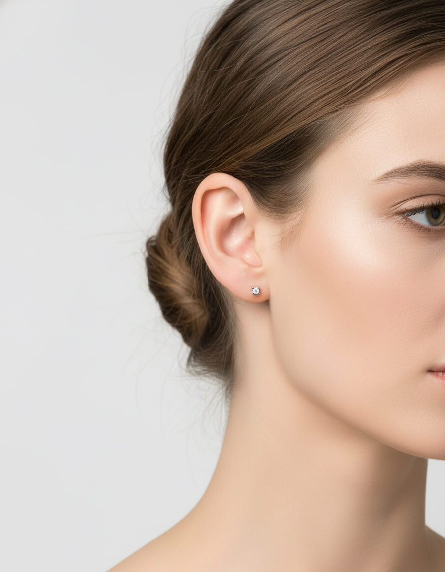 Orecchini punto luce in oro bianco e diamanti 0,03 ct-3