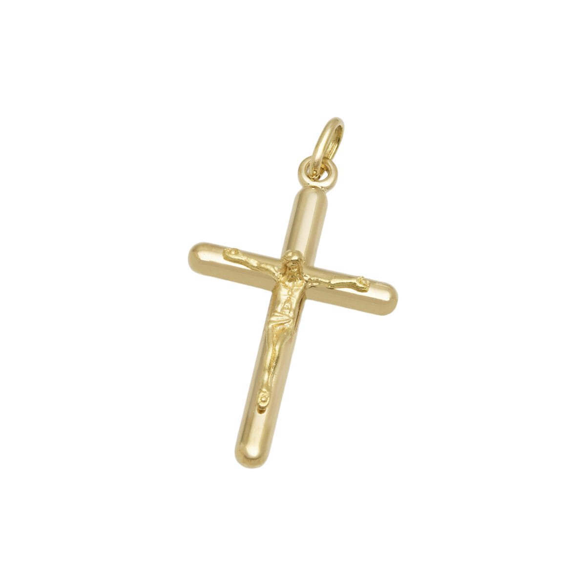 Ciondolo croce con cristo in oro giallo 18 kt-1