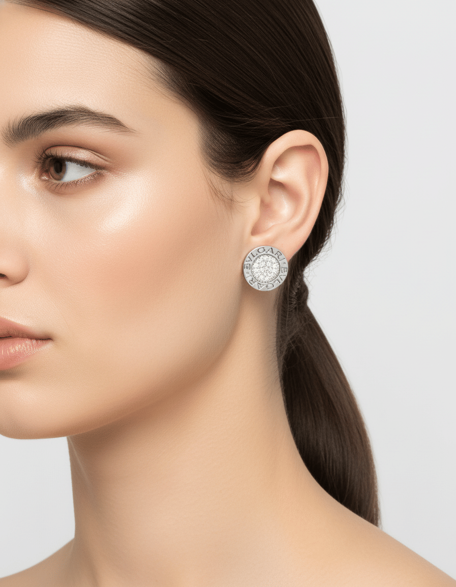 Orecchini bulgari bulgari in oro bianco con diamanti-3