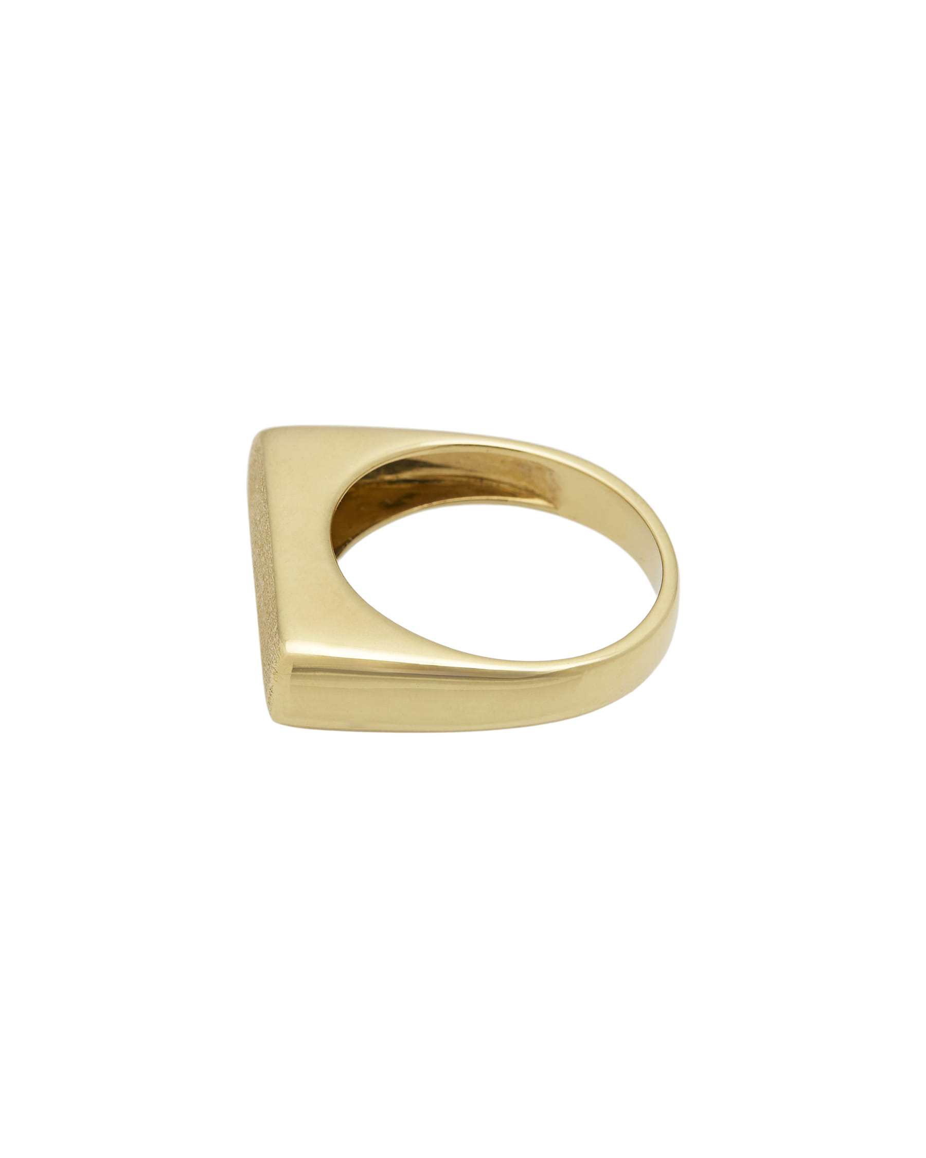Anello geometrico rettangolare satinato e lucido in oro giallo 18 kt-2