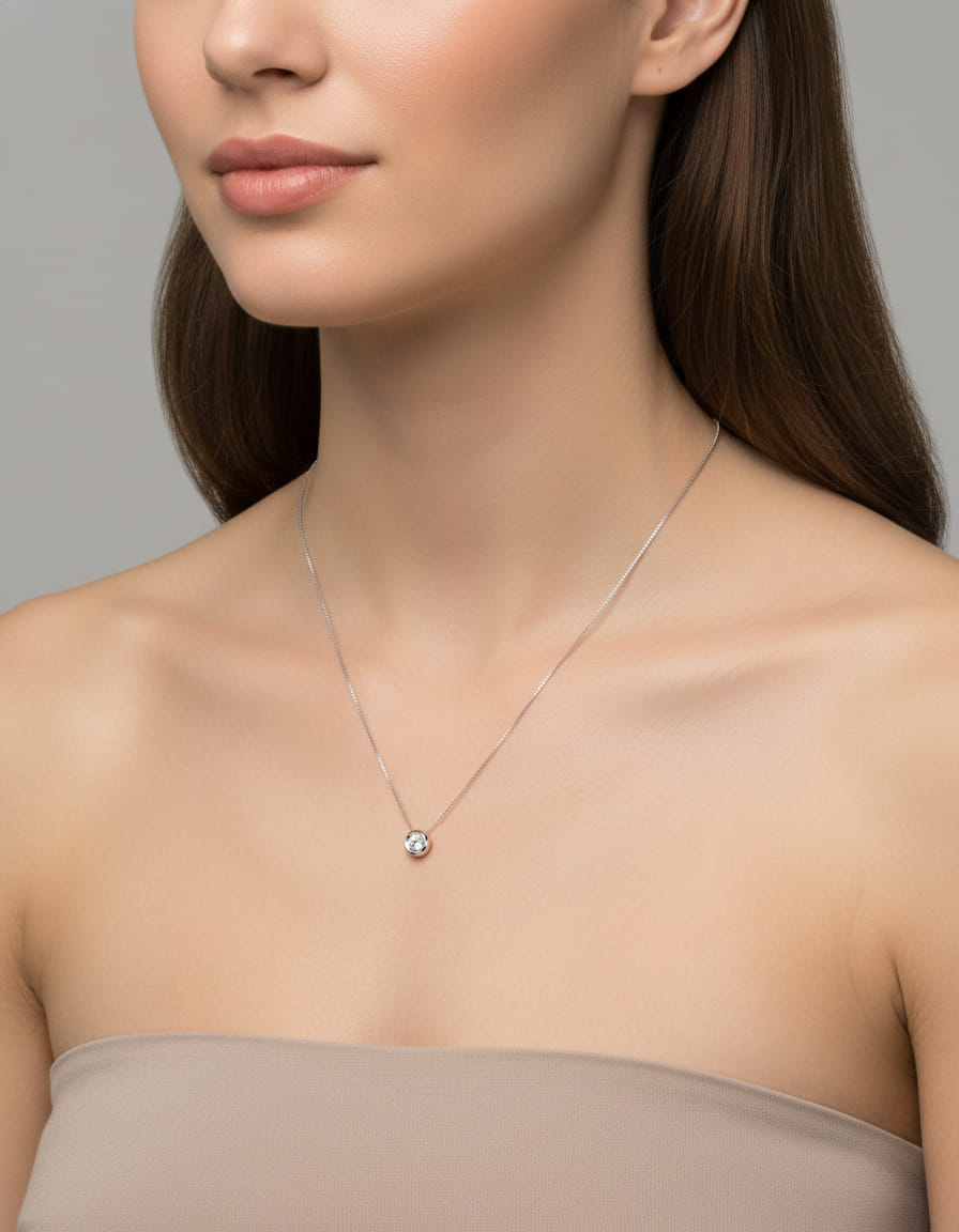 Collana punto luce a cipollino in oro bianco e diamante 0,15ct-3