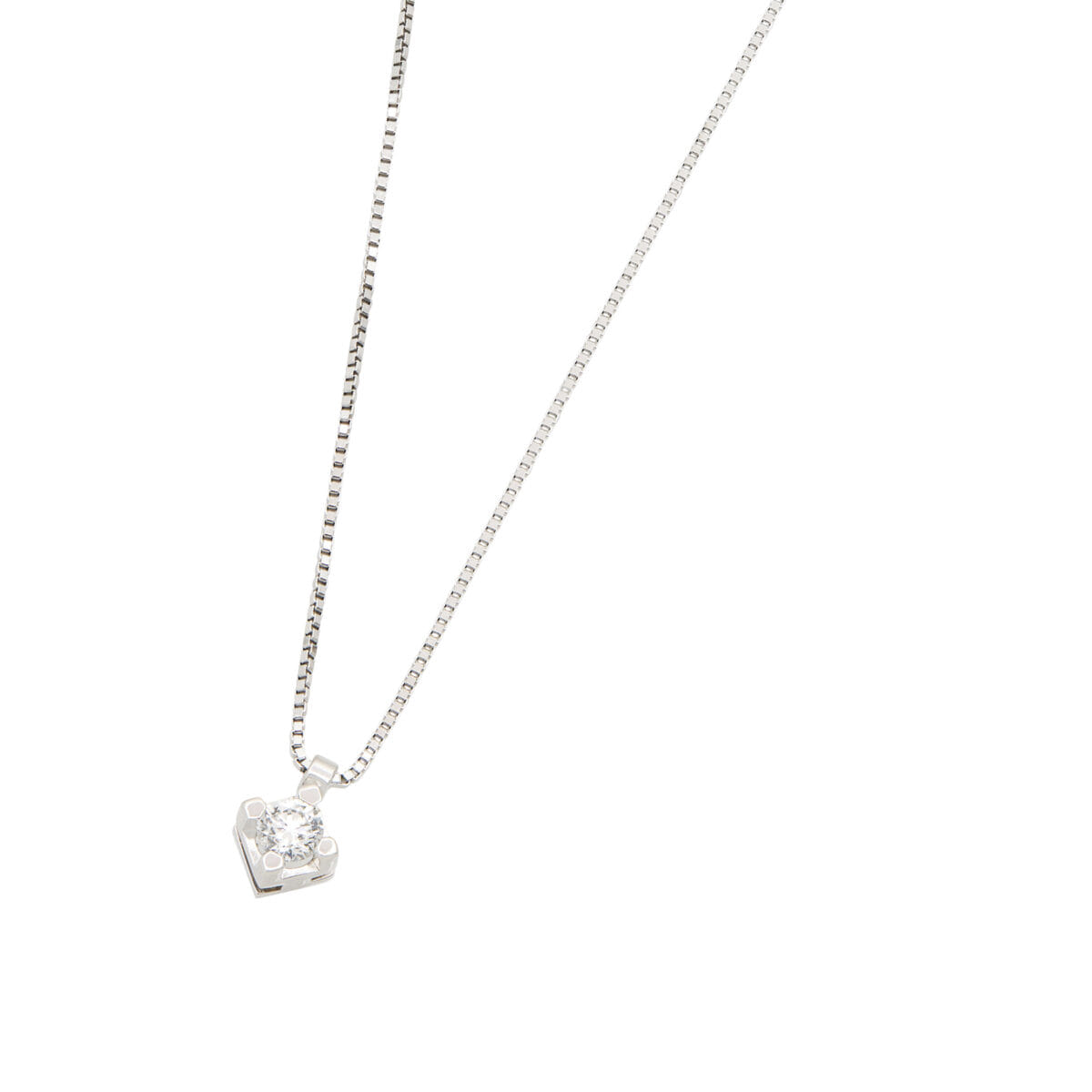 Collana puntoluce in oro bianco con castone tornito a rombo e diamanti 0,20 ct-1